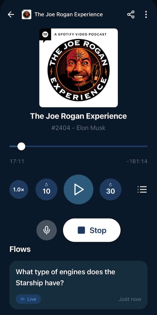 Roark podcast player with voice AI